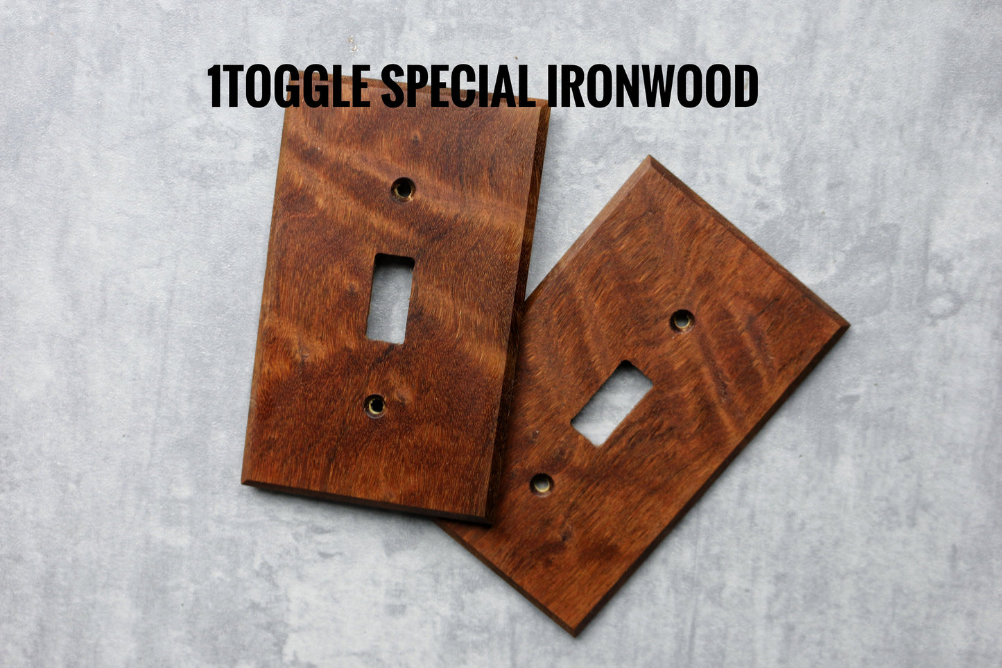 Ironwood Light Switch Cover, Wood Outlet Cover, Light Switchplate, Wallplate, 1 Toggle Cover, Curly Wood, Angled side