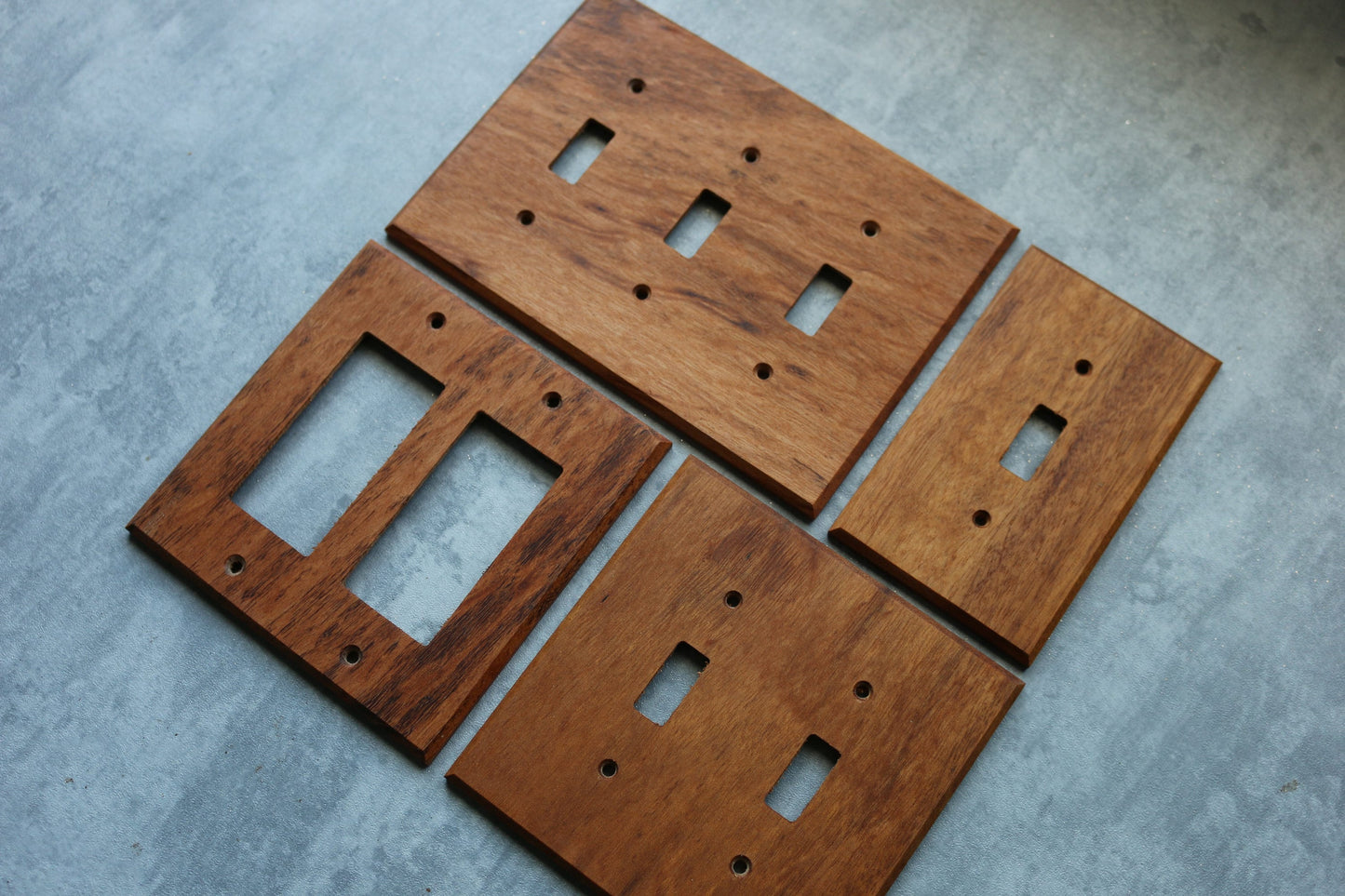 Tigerwood Light Switch Cover, Wood Outlet Cover, Light Switchplate, Wallplate, 2 Gang Toggle, Front side