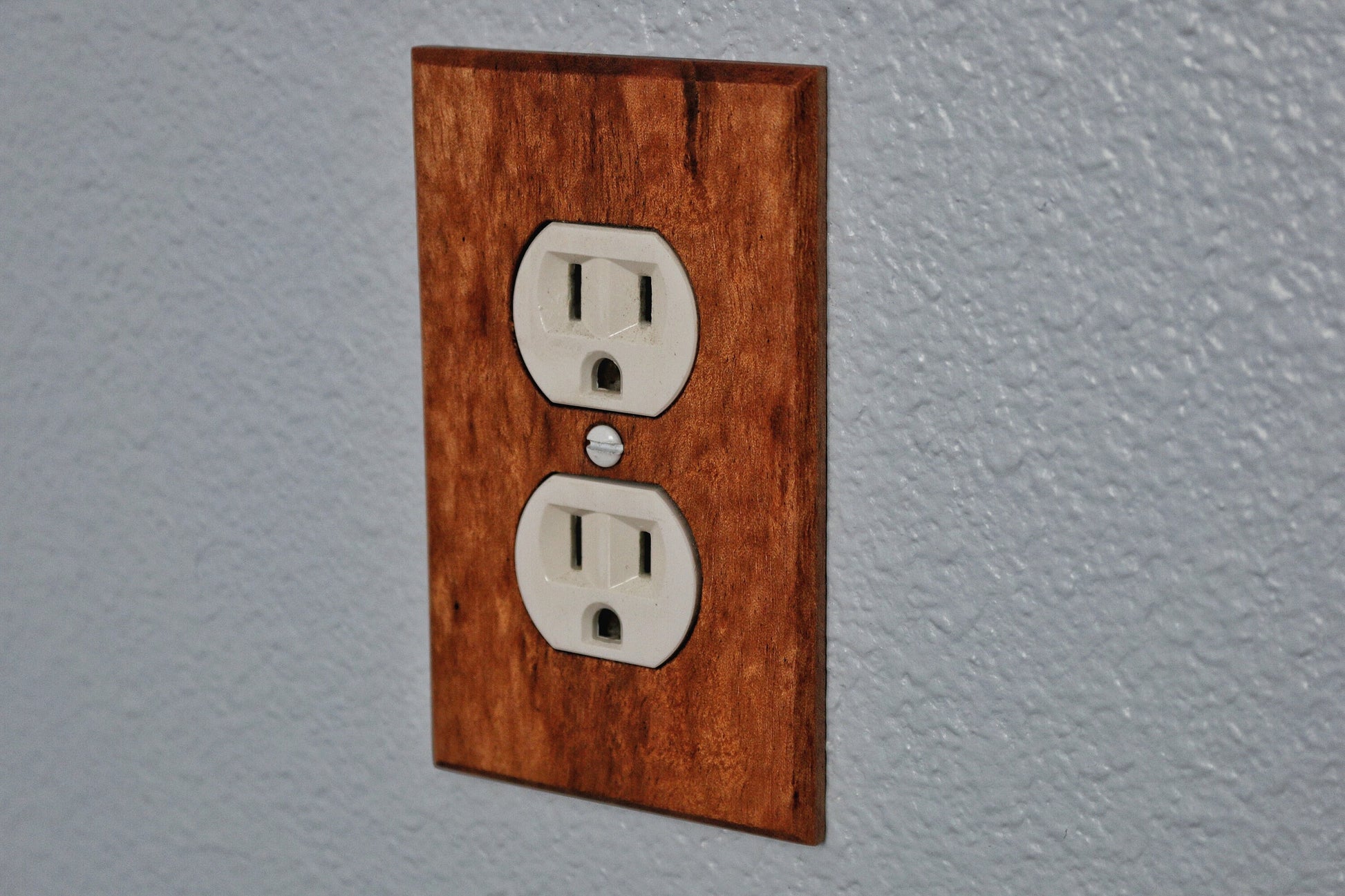 Ironwood Light Switch Cover, Wood  Outlet Cover, Light Switchplate, Wallplate, 1 Gang Duplex, Wall mounted view 