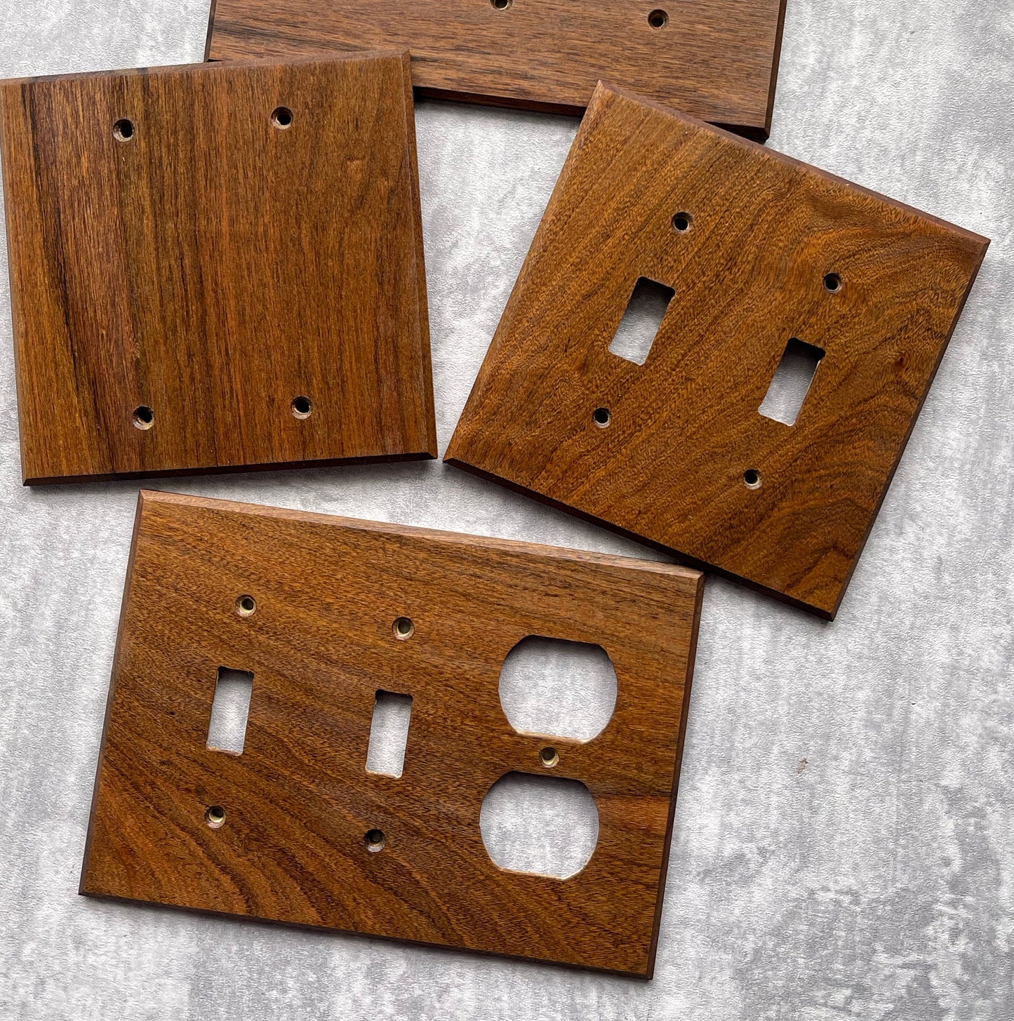 Ironwood Light Switch Cover, Wood  Outlet Cover, Light Switchplate, Wallplate, 2 Gang Cover, 3 Gang Cover, Front view 