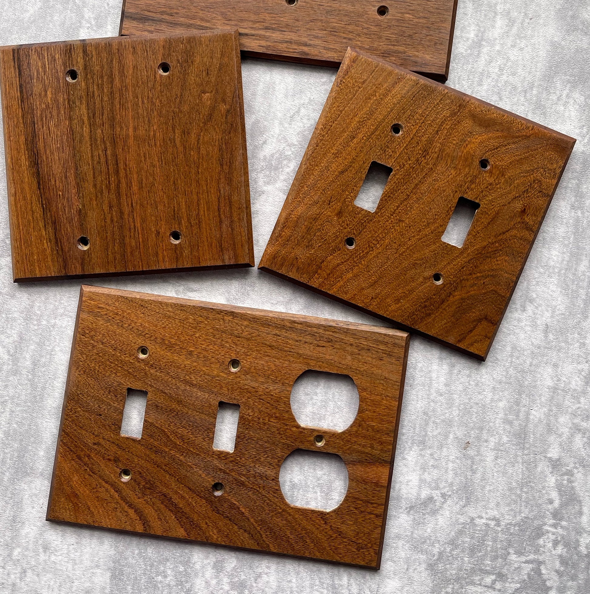 Ironwood Light Switch Cover, Wood  Outlet Cover, Light Switchplate, Wallplate, 2 Gang Cover, 3 Gang Cover, Front view 