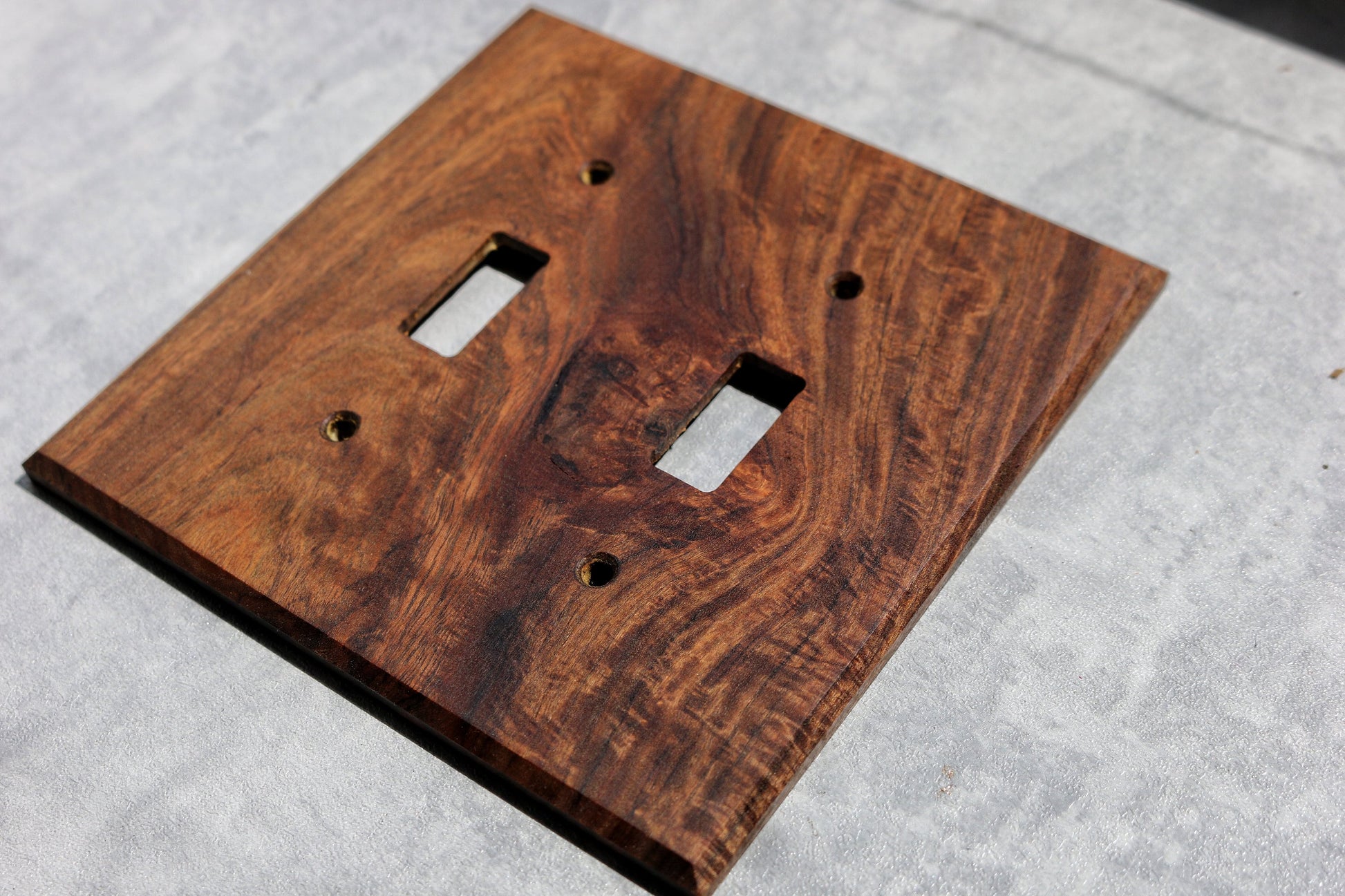 Ironwood Light Switch Cover, Wood  Outlet Cover, Light Switchplate, Wallplate, 2 Gang Toggle, Front side