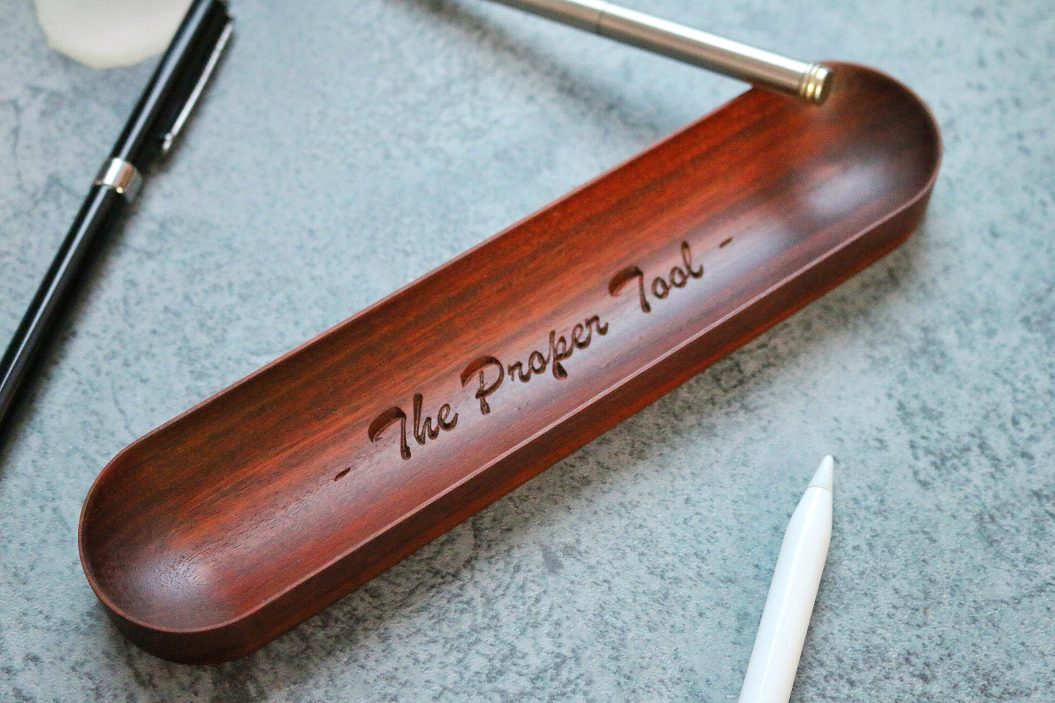 Iron Wood Pen Holder - Personalized Pen Rest For Desk - Pen Tray - Pencil Tray - Desk Organizer - Office Decor - Fathers Day Gift